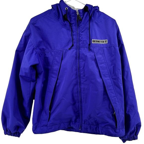 Obermeyer Windbreaker Ski Jacket Hood Full Zip Pockets Cinch Waist Purple 8 - Picture 1 of 6